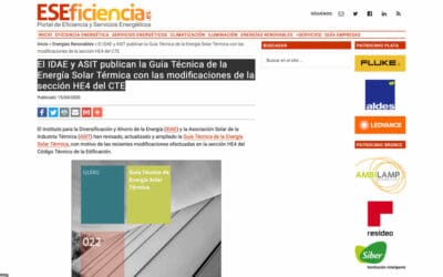 EsEficiencia – El IDAE y ASIT publican la Guía Técnica de la Energía Solar Térmica con las modificaciones de la sección HE4 del CTE