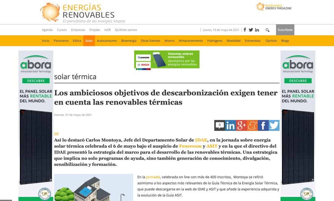 Energías Renovables – Los ambiciosos objetivos de descarbonización exigen tener en cuenta las renovables térmicas